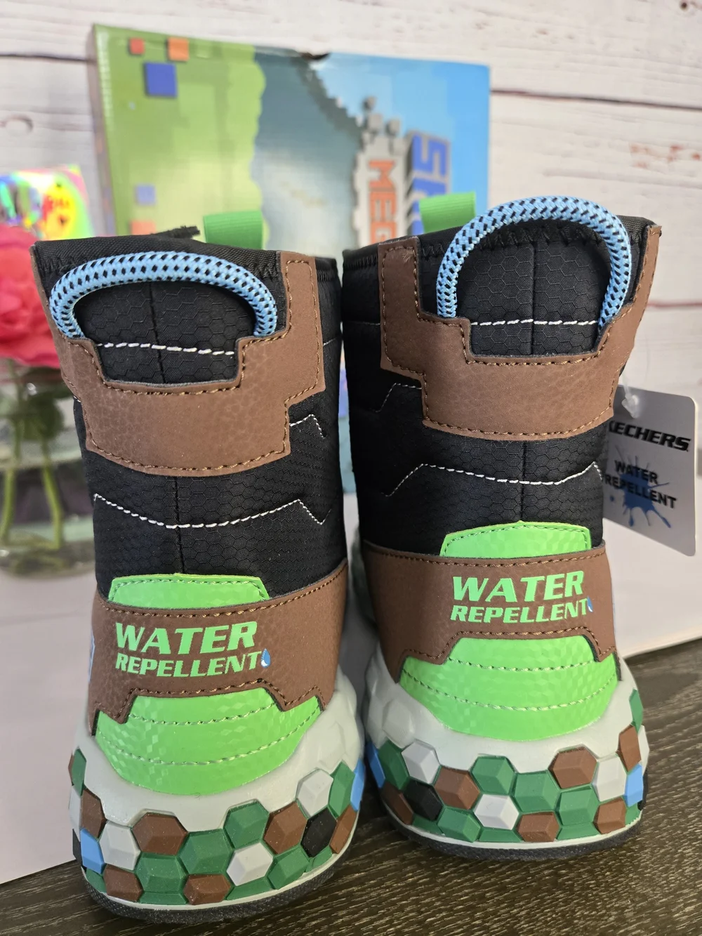 NWT Skechers Black & Brown Kids Water-Repellent Winter Boots
